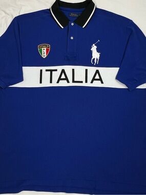POLO RALPH LAUREN Big Pony Men’s Size 2XLT Italia “Italy” Blue Rugby #15